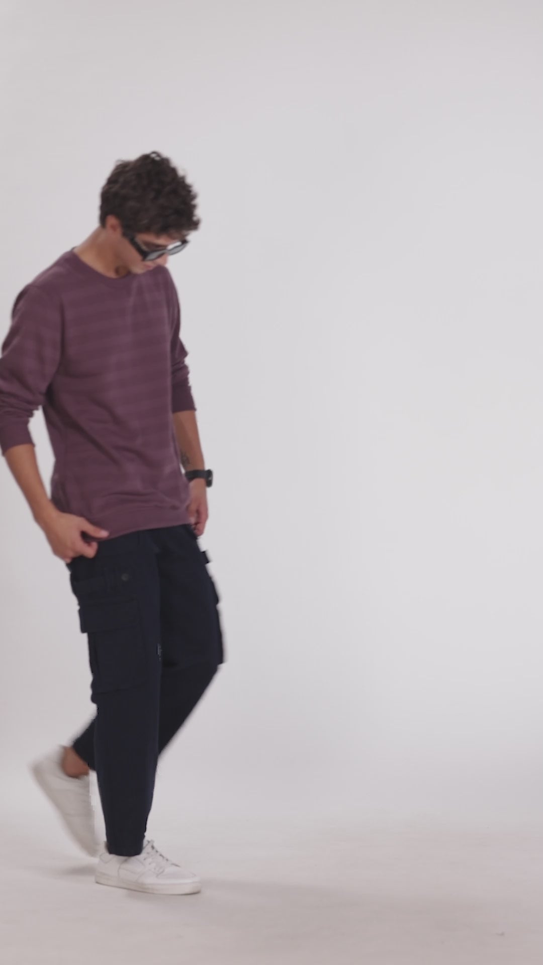 VANTOWO Jacquard Crew Sweatshirt – Onion Pink | Premium Fabric