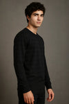 VANTOWO Jacquard Crew Sweatshirt – Black | Premium Fabric