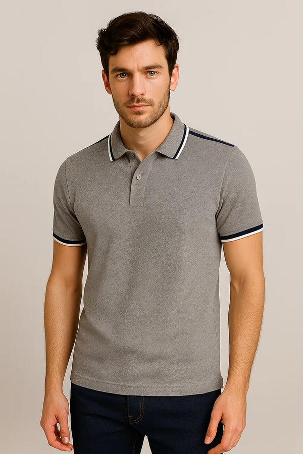 VANTOWO Regular Fit Polo T-Shirt – Gray | Premium Cotton