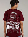 VANTOWO “Soul Is Dyed” Regular Fit Puff Print T-Shirt – Maroon | Premium Cotton